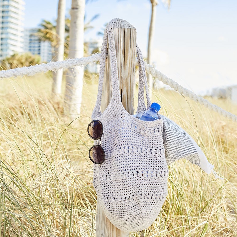knitted beach bag