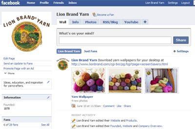 Lion Brand Yarn Facebook Page