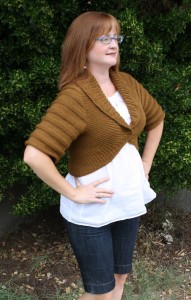 Textured Circle Shrug Knit Side View