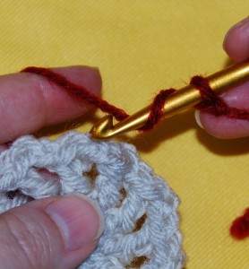 standing double crochet technique step 1