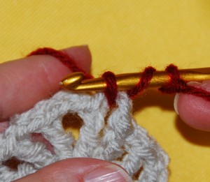 standing double crochet technique step 2