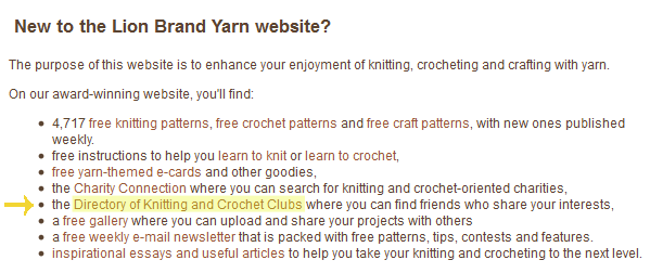 Directory of Knitting and Crochet Clubs
