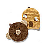 Crochet Bear and Beehive Potholder