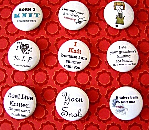 Knitting Pin Back Buttons