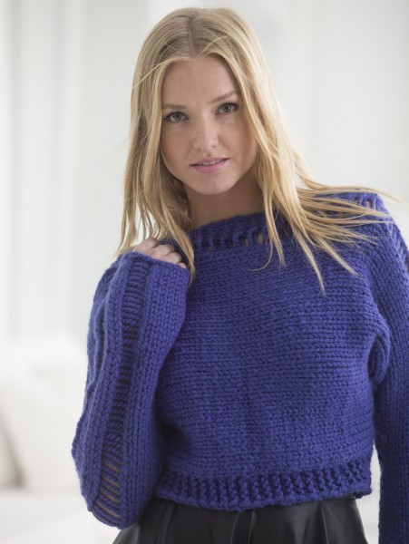 Knit Cropped Drop Stitch Pullover