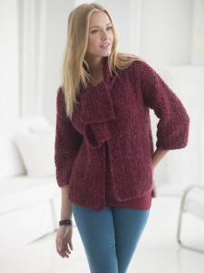 Knit Seed Stitch Cardi with Scarf