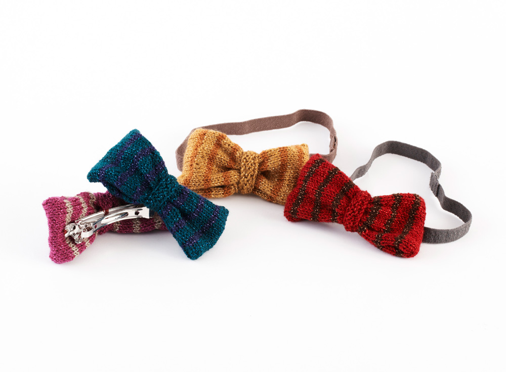 Knit Bows for Headbands and Barrettes