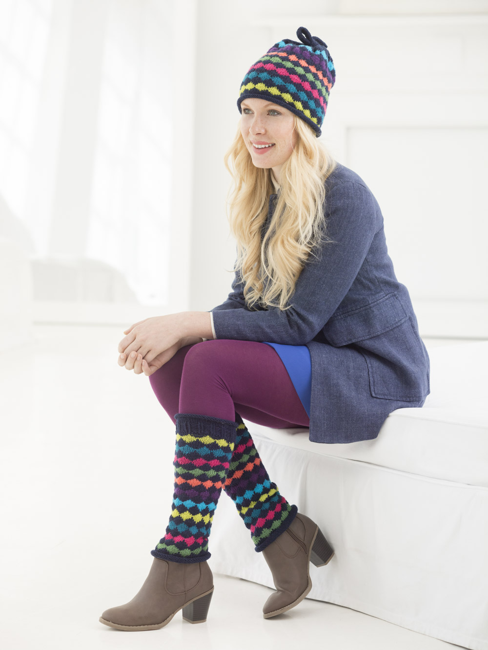 Knit Colorwork Leg Warmers and Hat