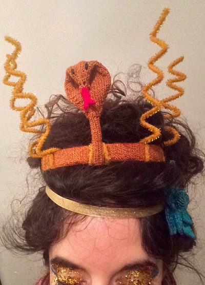 Knitted snake headpiece