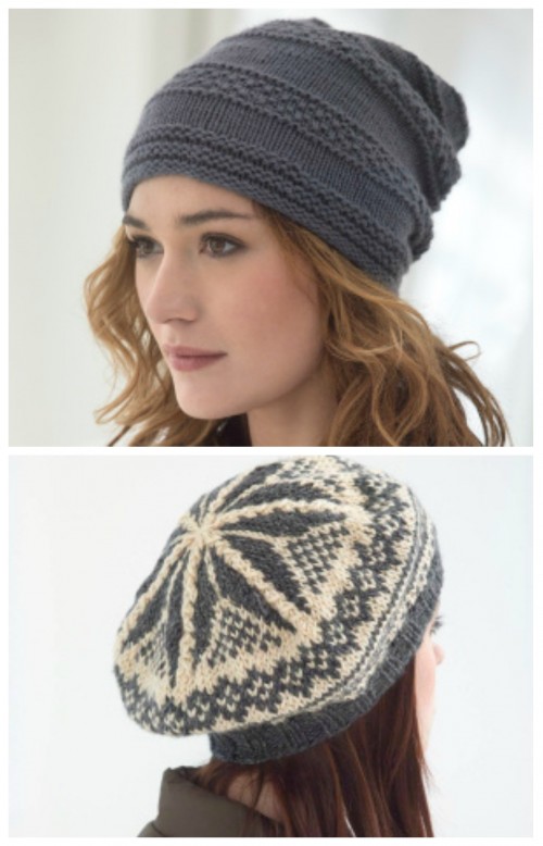 Seed Banded Slouch Hat in LB Collection® Cashmere  And Tivoli Slouch Hat in Vanna's Complement®