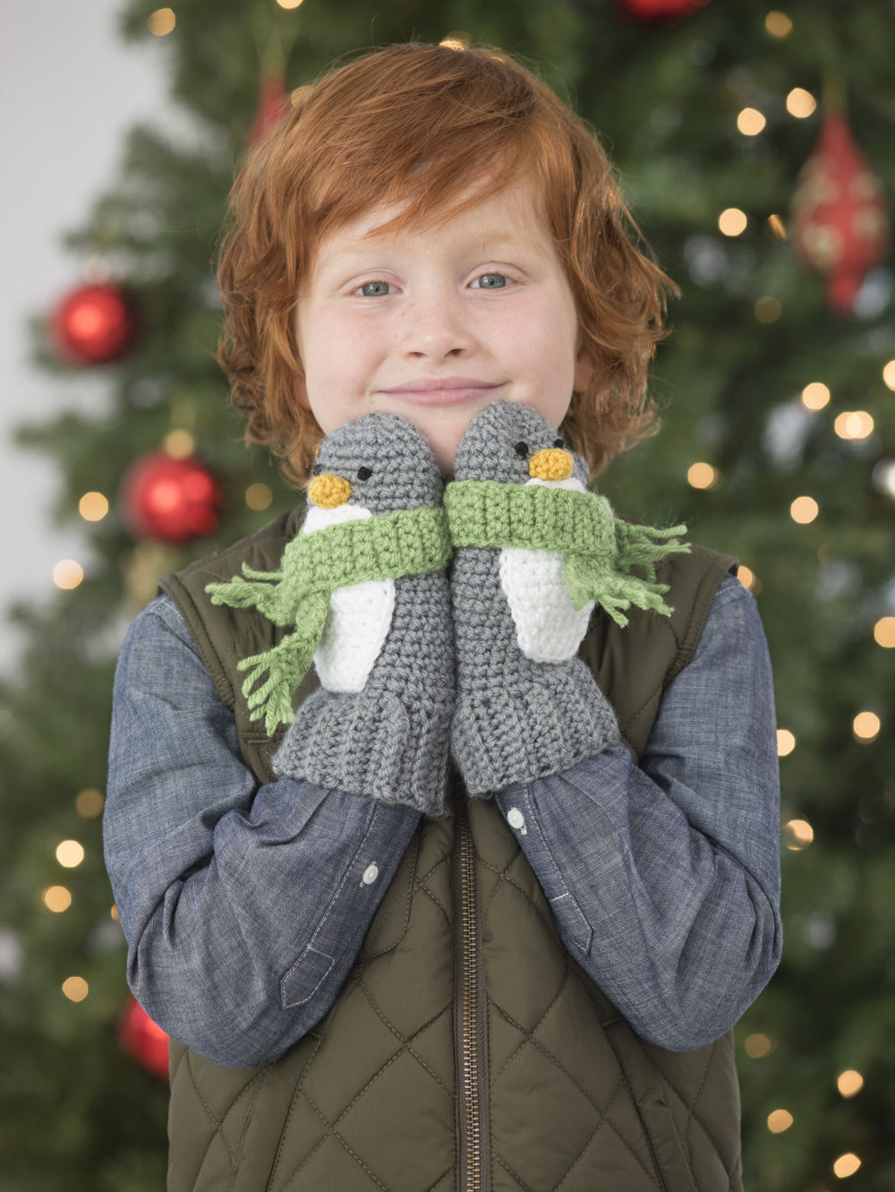 Crochet Penguin Mittens in Vanna's Choice®