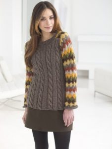 Striped and Cabled Bolero (Knit)