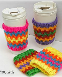 Colorful Coffee Cozies Knit