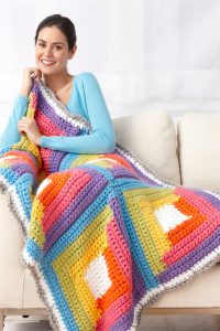 Bright Log Cabin Afghan Crochet