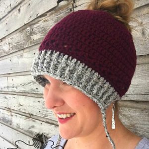 Winter Hat with Messy Bun Option
