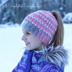 Linen Stitch Ponytail Hat