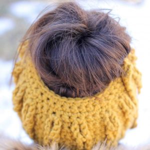 Faux Cable Crochet Bun Hat
