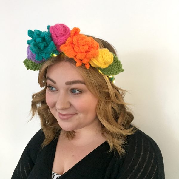 Knit Flower Crown Front View