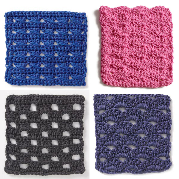 Crochet Cable, Basic Shell, Checkerboard, and Fanfare (Stitch Finder)