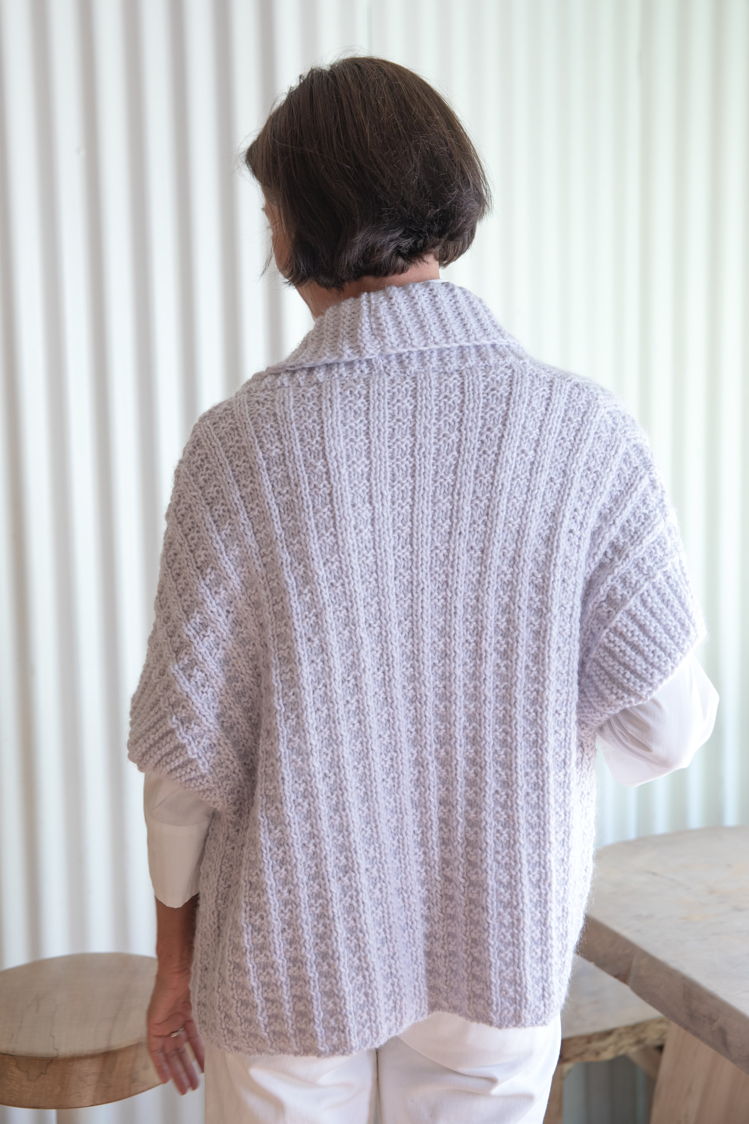 Texture Stripes Cardigan Back View
