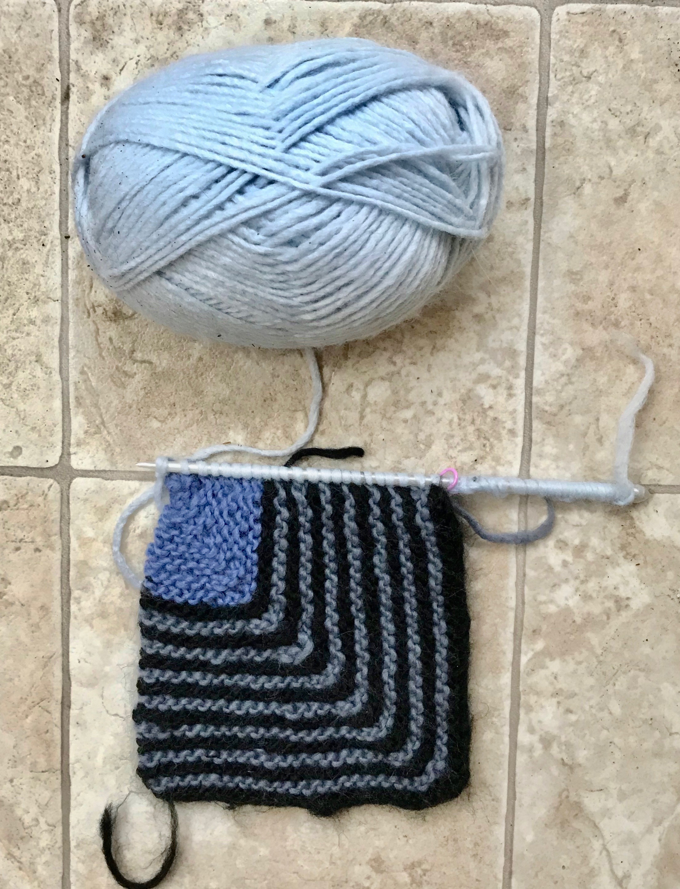 Modular Knitting Adding Second Square