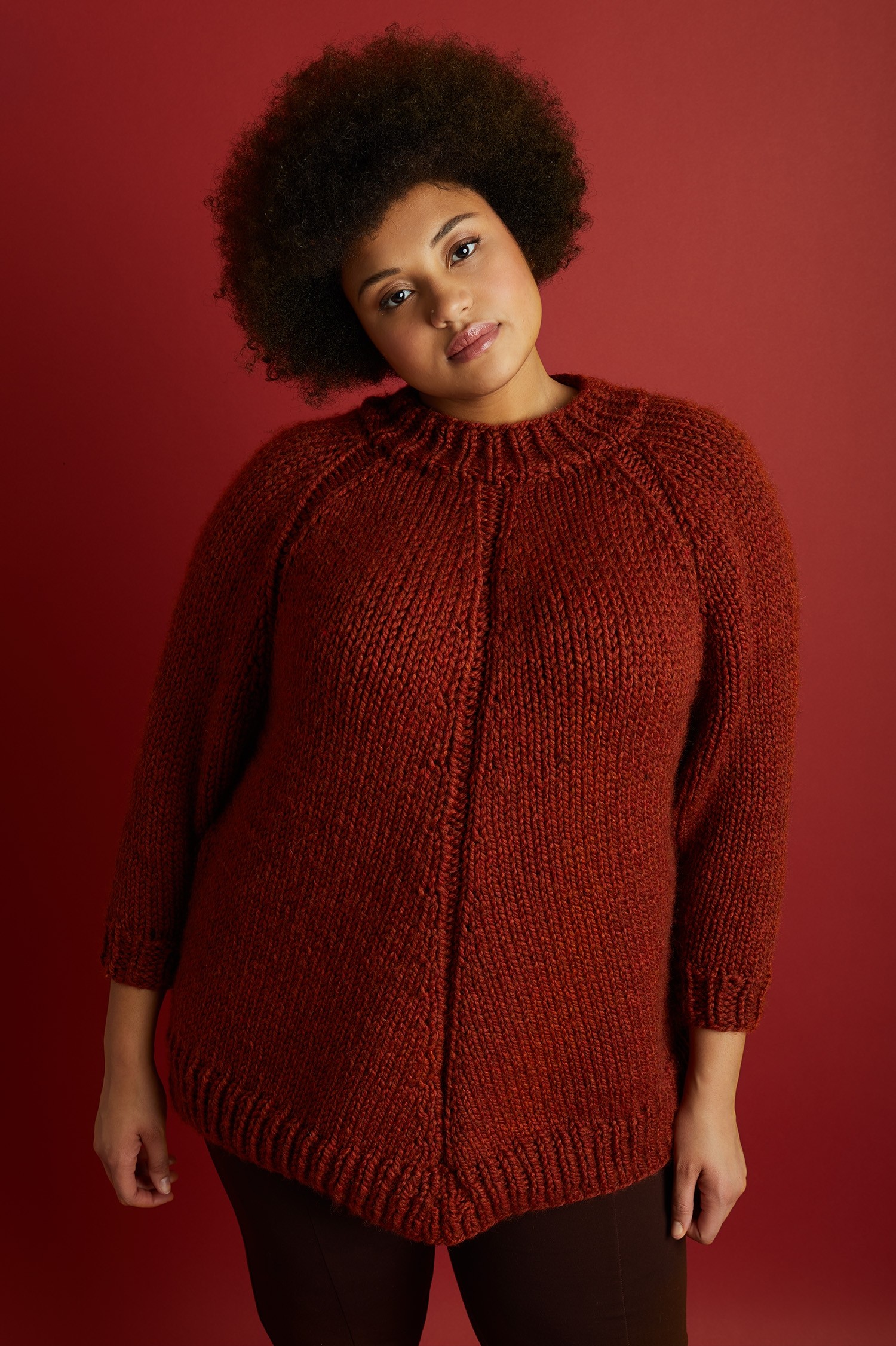 Exaggerated Raglan Pullover Knit