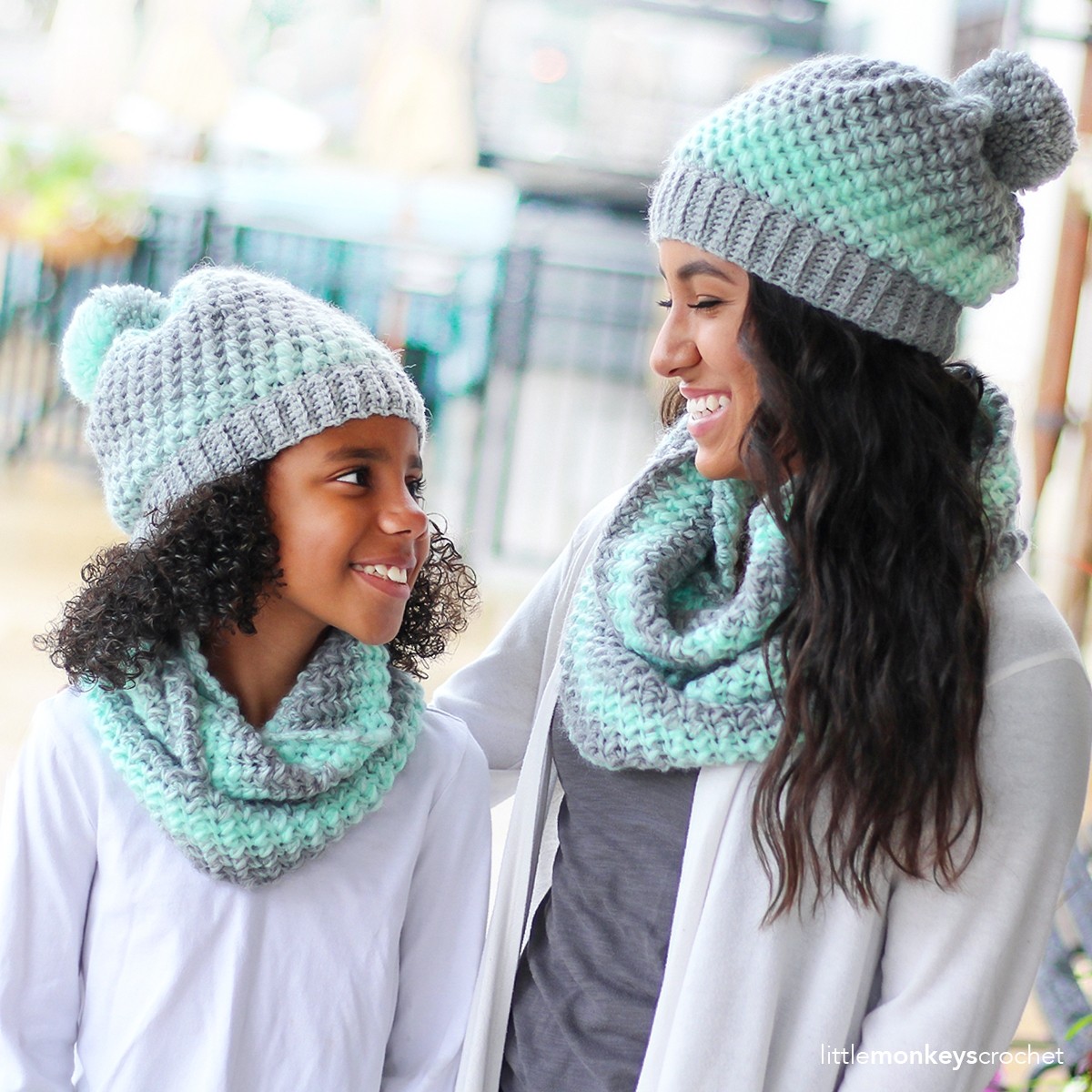 Landon Mother & Daughter Slouch Hat and Scarf (Crochet)