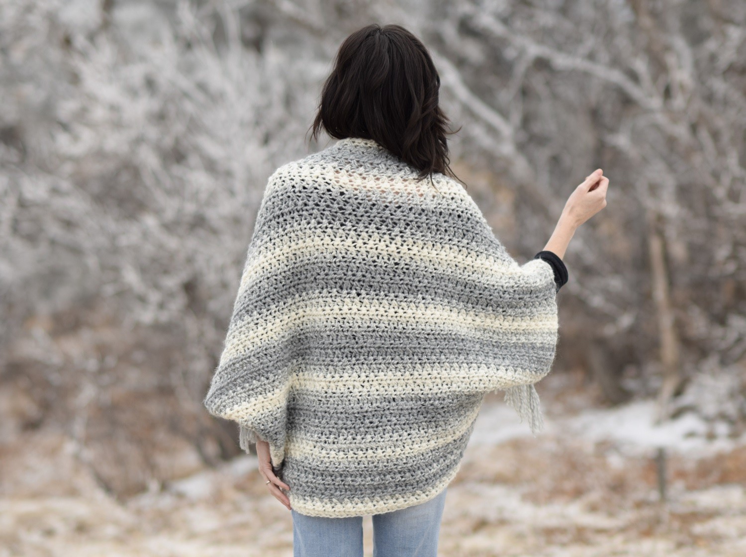 Light Frost Easy Blanket Sweater Crochet Kit