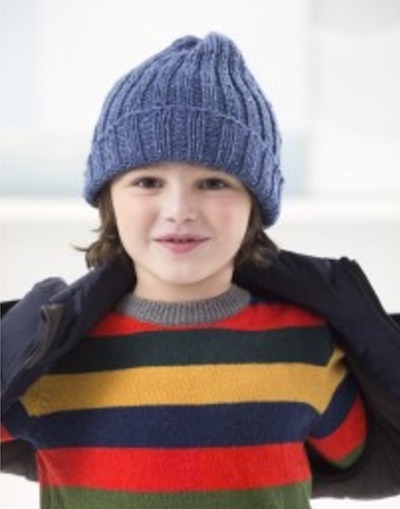 Boy Ribbed Hat, free knitting pattern by Lion Brand