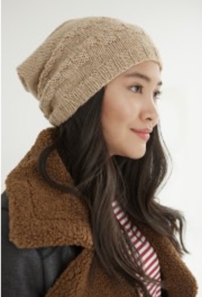 Checkmate Slouch Hat, free knitting pattern by Lion Brand
