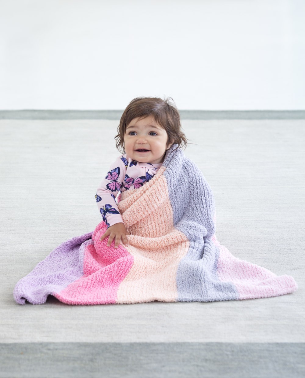 Plush Striped Baby Afghan Knit