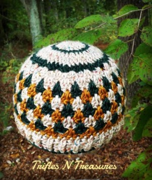 Rustic Woods Men's Chemo Cap, free crochet pattern by Trifles N Treasures in Lion Brand Heartland