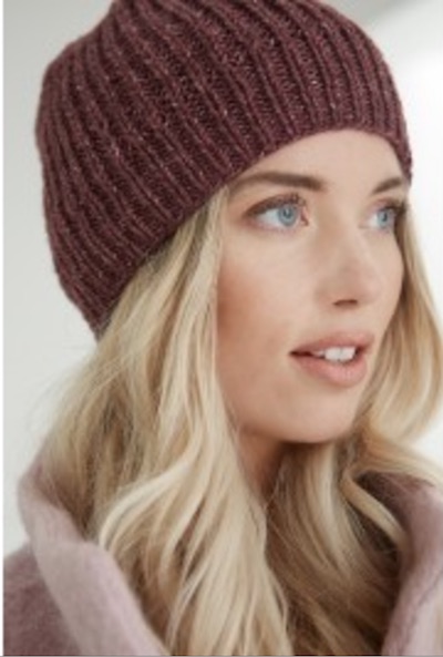 Slouch Rib Hat, free knitting pattern by Lion Brand