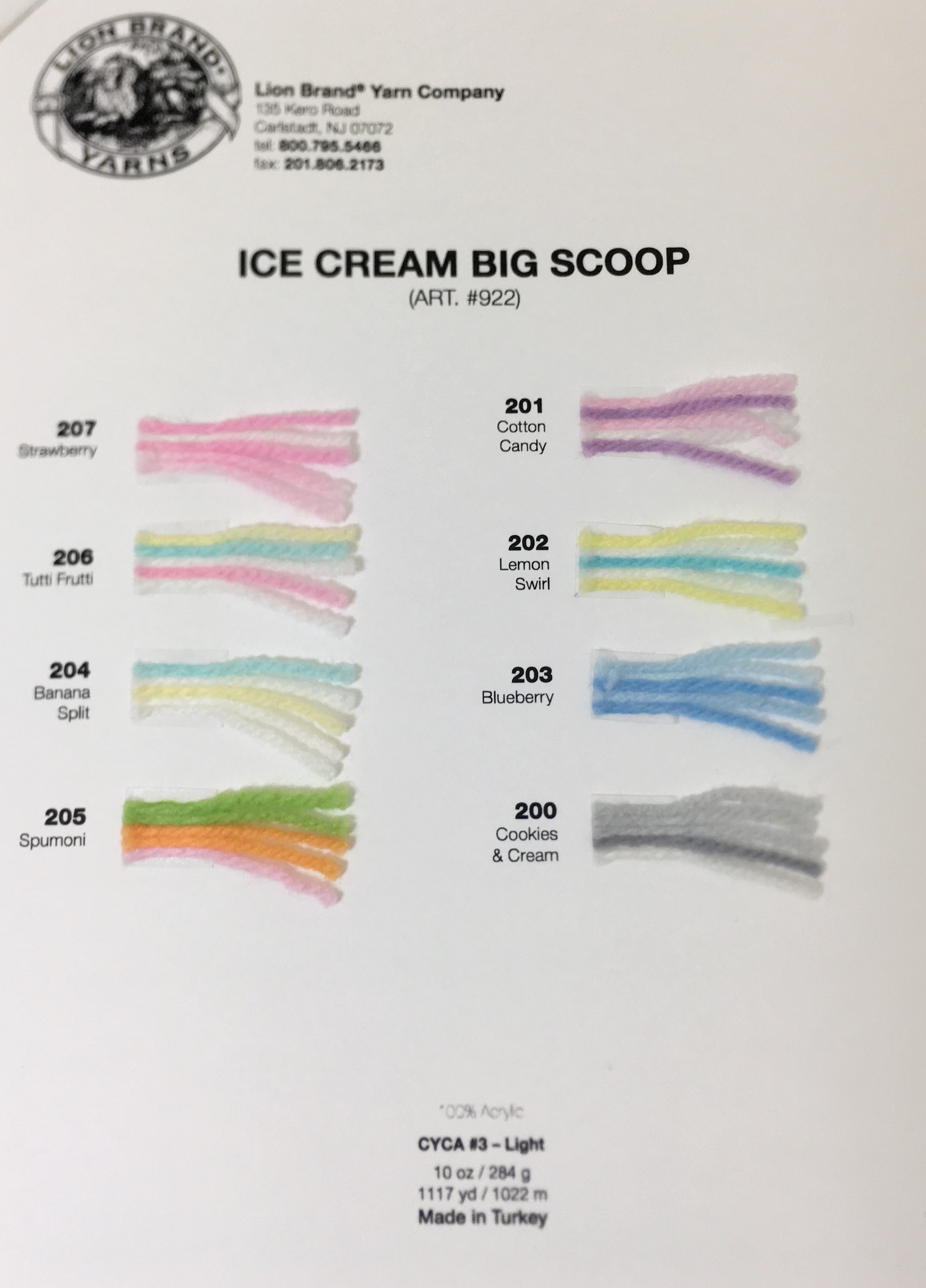 Ice Cream Big Scoop Color Card