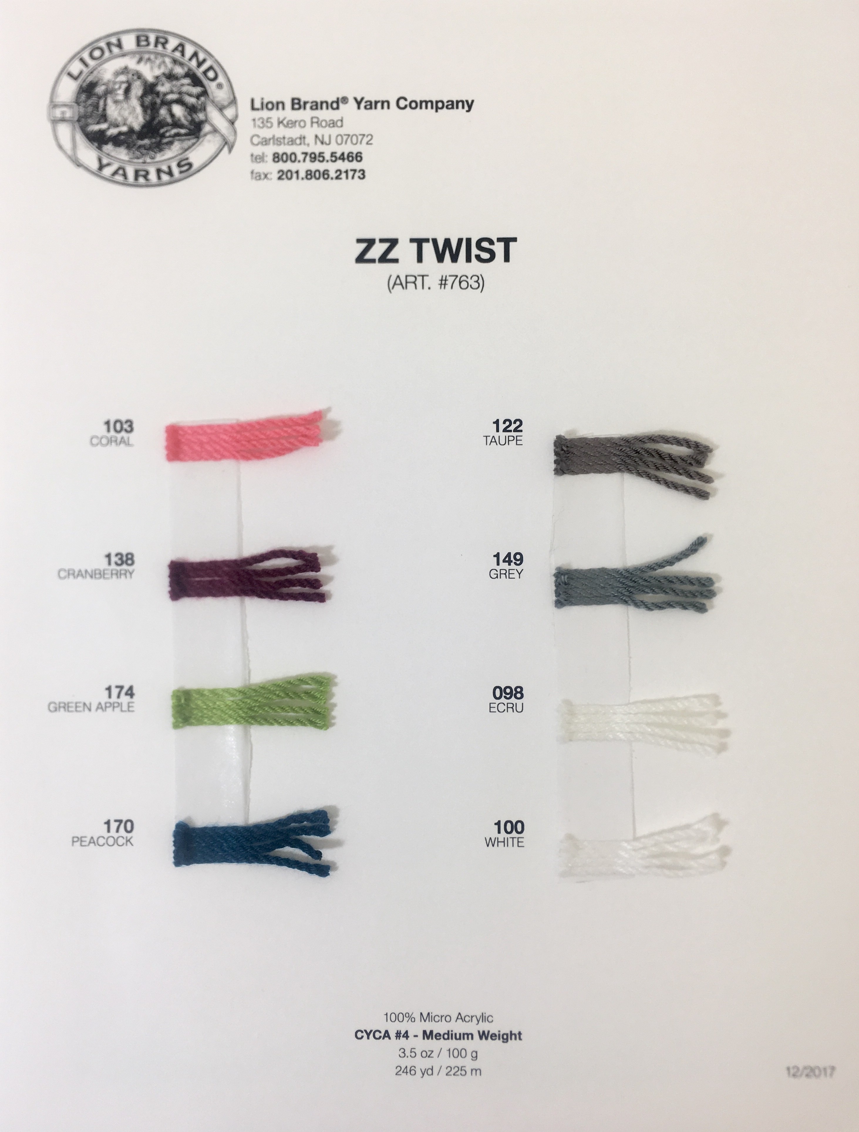 ZZ Twist Color Card