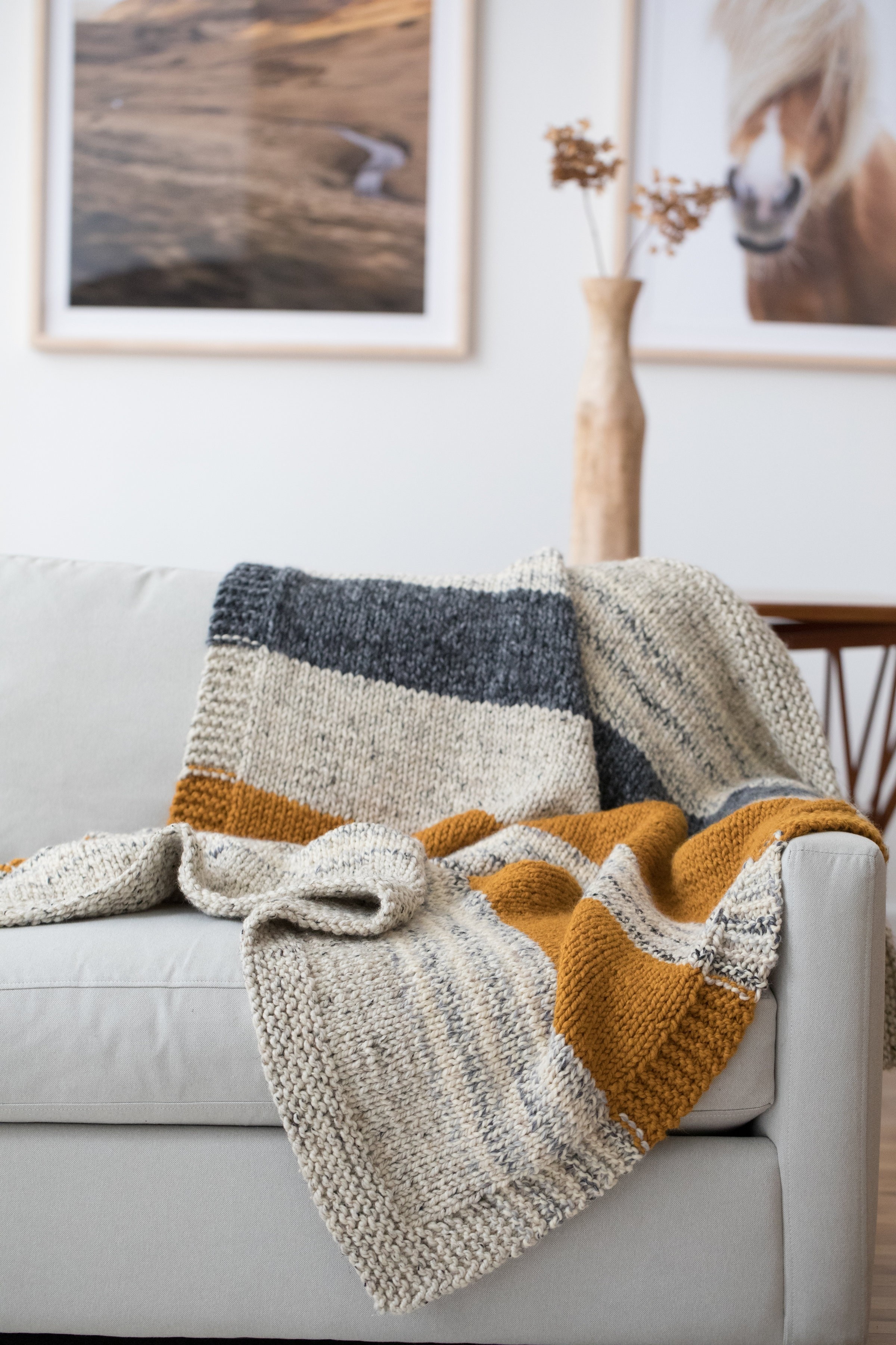 Simple Striped Afghan Knit