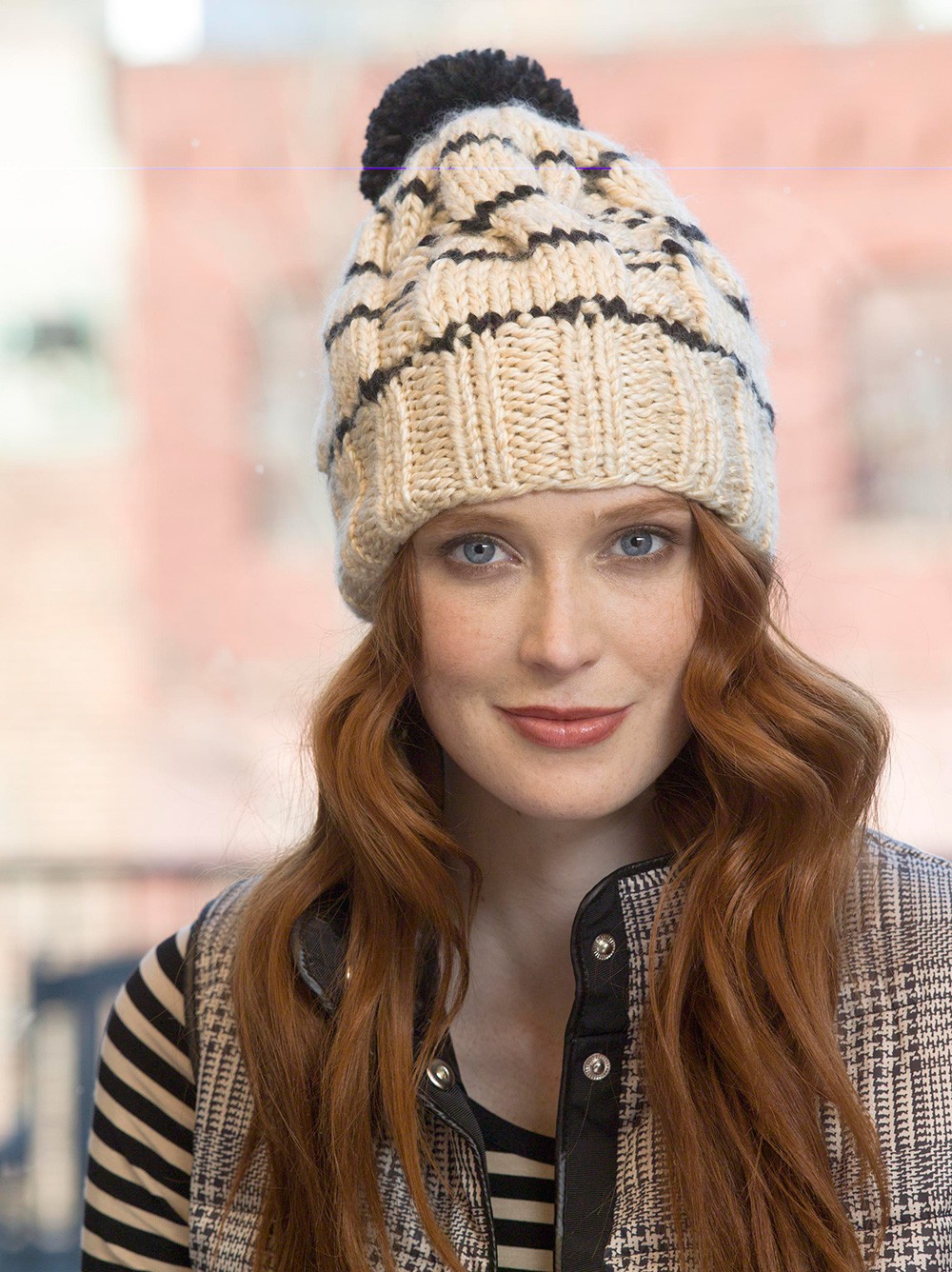 Striped Cable Hat Pattern Knit