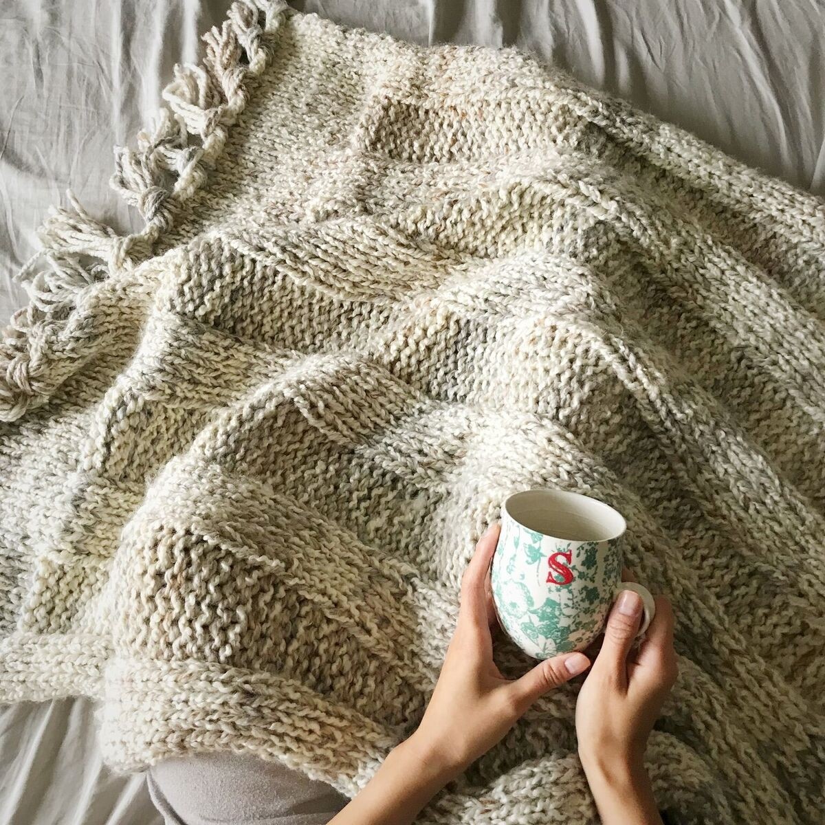 Simple Chunky Ribbed Knit Blanket